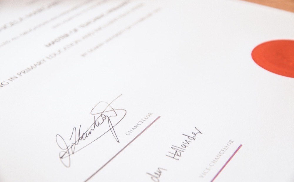 Signed certification document