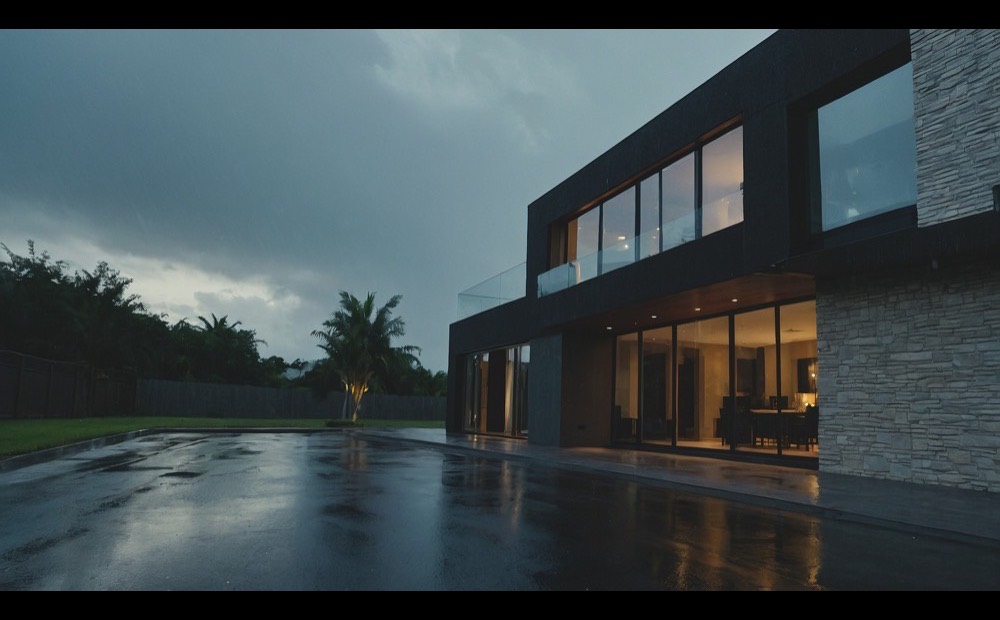 Completed smart home lit at dusk