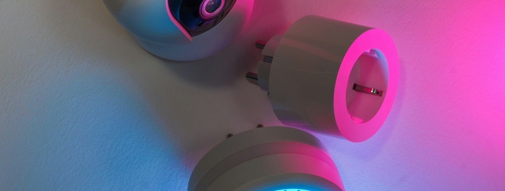 Wireless speaker and smart devices lit in colour