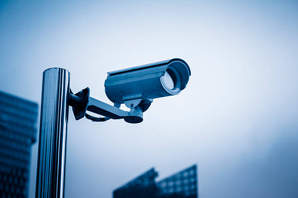 IP CCTV surveillance camera mounted for commercial security